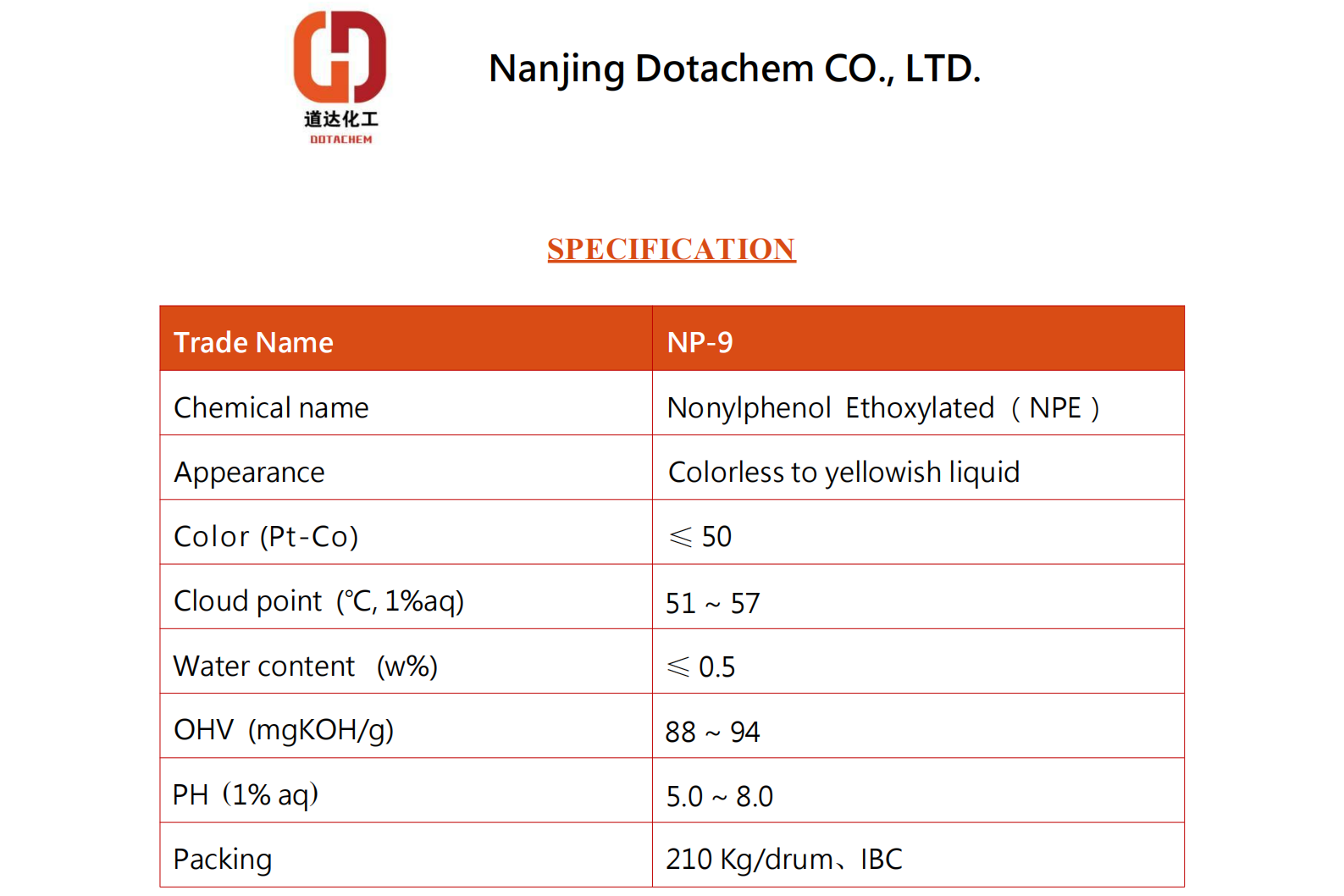 Нонилфенол етоксилиран-9-TDS-Dotachem